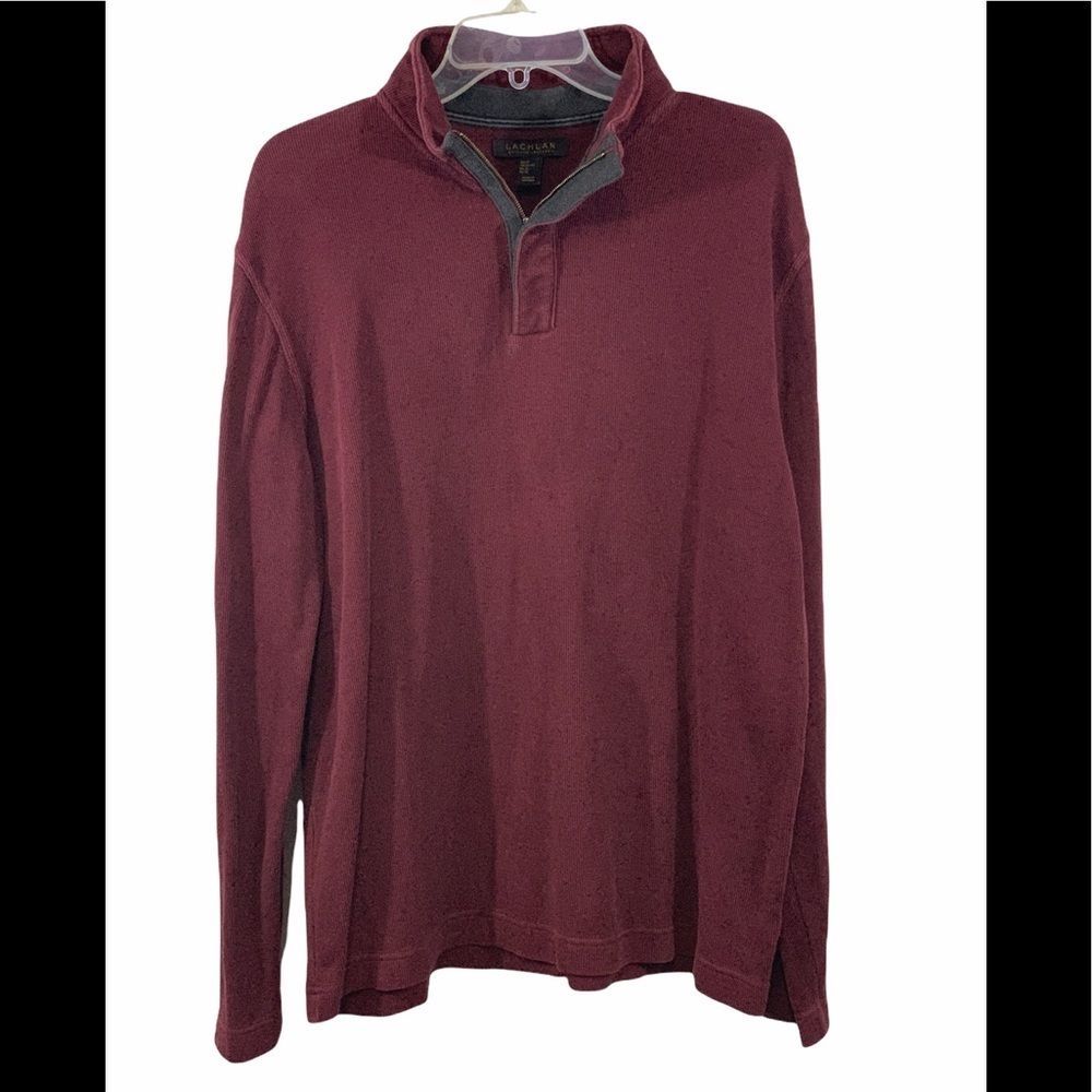 Lachlan British Inspired Men’s Burgundy 1/4 Zipper Long Sleeve Size XL